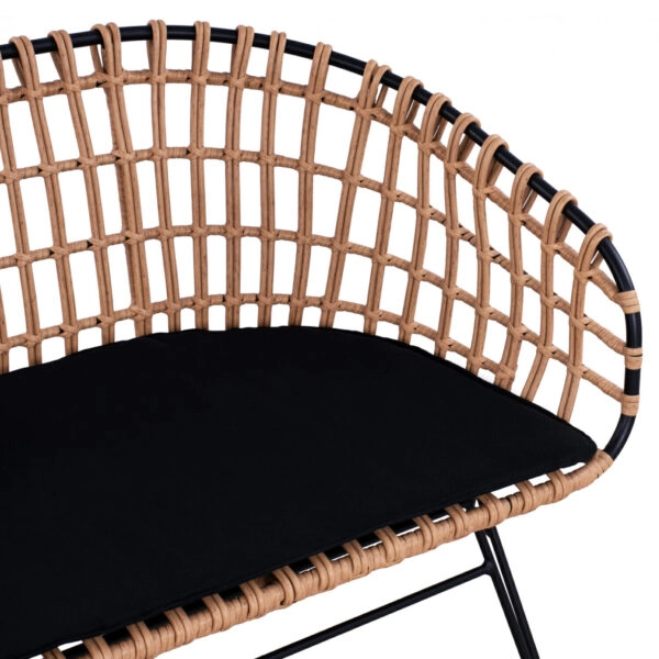 Καναπές Κήπου  ARVENIUS Φυσικό/Μαύρο Rattan 124x57x77cm