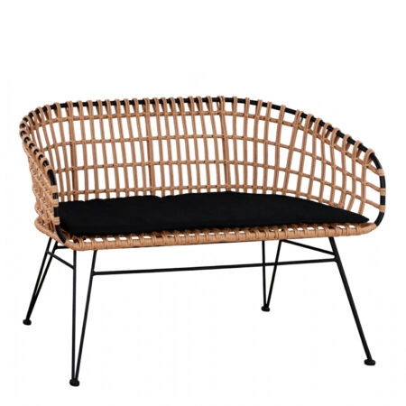 Καναπές Κήπου  ARVENIUS Φυσικό/Μαύρο Rattan 124x57x77cm