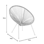 Πολυθρόνα κήπου Acapulco  λευκό μέταλλο - pe rattan σε φυσική απόχρωση 71x76x85εκ