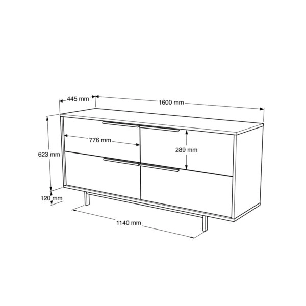 Μπουφές  CARTMEL Λευκό Μοριοσανίδα/Μέταλλο 44.5x160x74.3cm