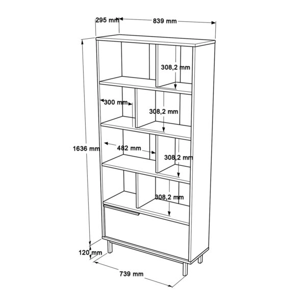 Βιβλιοθήκη  MELLS Λευκό Μοριοσανίδα/Μέταλλο 29.5x83.9x175.6cm