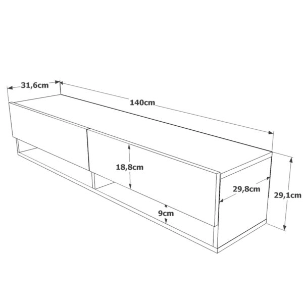 Έπιπλο Τηλεόρασης  SOLVA Πεύκο Μοριοσανίδα 140x31.6x29.6cm