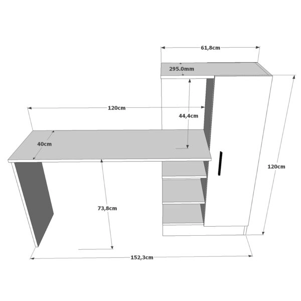 Γραφείο  CAMDEN Πεύκο/Μαύρο Μοριοσανίδα 152.3x40x120cm