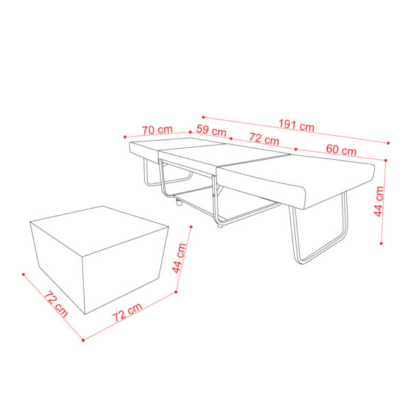 FOLD ΠΟΥΦ ΚΡΕΒΑΤΙ ΑΝΑΔΙΠΛΟΜΕΝΟ ΓΚΡΙ 26-861 70x72xH43cm