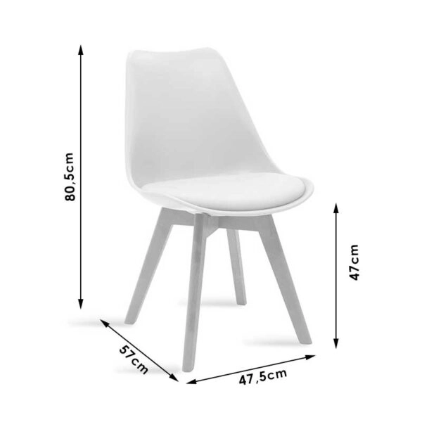 Καρέκλα Gaston  PP-PU λευκό-φυσικό πόδι 53.5x48.5x83εκ