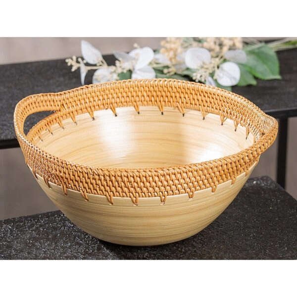 Μπολ  Εκρού Μπαμπού/Rattan 34.5x30x15cm