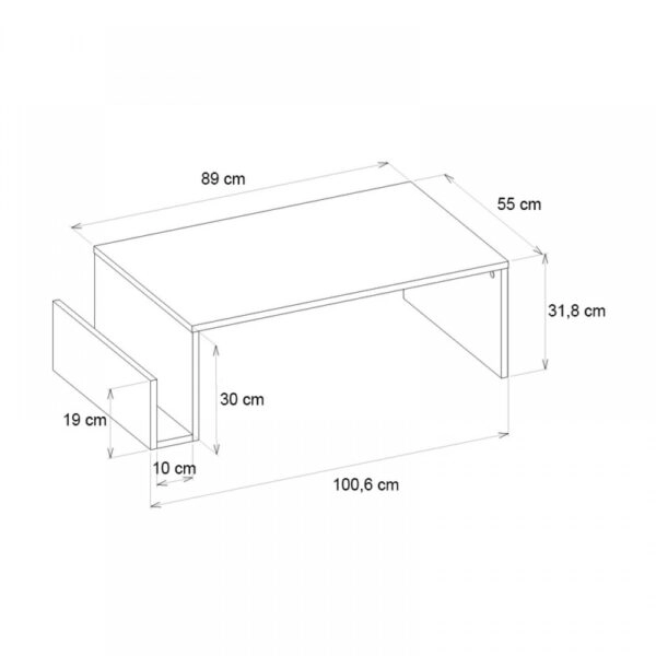 Τραπεζάκι σαλονιού Regnar Megapap χρώμα sapphire oak 100,6x55x31,8εκ.