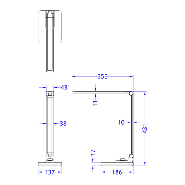 ΦΩΤΙΣΤΙΚΟ ΓΡΑΦΕΙΟΥ LED BLAIN PRO HM4458.07 ΓΚΡΙ ΒΑΣΗ ABS & ΑΛΟΥΜΙΝΙΟ 35,6x43,1Υεκ