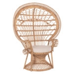 ΠΟΛΥΘΡΟΝΑ ROYAL PEACOCK HM9342 RATTAN ΣΕ ΦΥΣΙΚΟ-ΜΑΞΙΛΑΡΙ ΜΠΕΖ 114x72x150Yεκ.