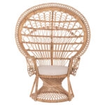 ΠΟΛΥΘΡΟΝΑ ROYAL PEACOCK HM9342 RATTAN ΣΕ ΦΥΣΙΚΟ-ΜΑΞΙΛΑΡΙ ΜΠΕΖ 114x72x150Yεκ.