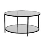 MOON COFFEE TABLE ΔΙΑΦΑΝΟ ΜΑΥΡΟ 80x80xH42cm