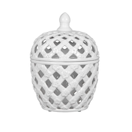 Artekko Lidded Jar Διακοσμητικό Δοχείο με Καπάκι Κεραμικό Λευκό (21.1x21.1x29.2)cm