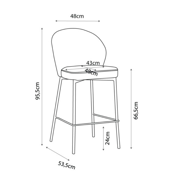 LUNE ΣΚΑΜΠΩ BAR ΛΕΥΚΟ 48x53,5x95,5