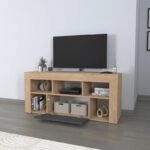 Έπιπλο τηλεόρασης Midili Megapap χρώμα sapphire oak - ανθρακί 135x42x60,7εκ.