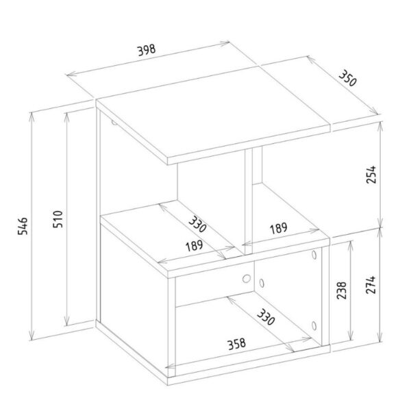 Κομοδίνο Entiero Megapap χρώμα sapphire oak 39,8x35x54,6εκ.