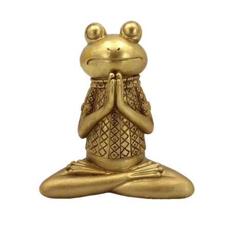 YOGA FROGIE ΔΙΑΚΟΣΜΗΤΙΚΟ ΒΑΤΡΑΧΟΣ POLYRESIN ΧΡΥΣΟ 12x6xH13,5cm