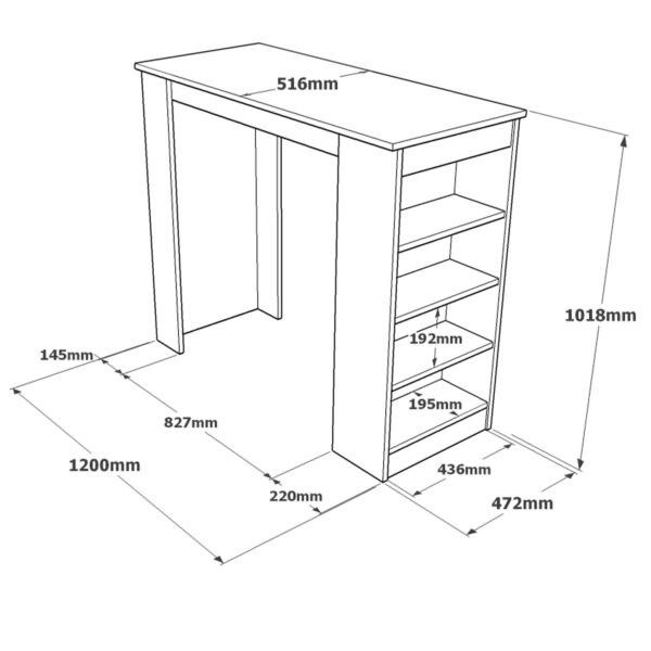 Τραπέζι Bar ArteLibre BROCKLEY Πεύκο/Μαύρο Μοριοσανίδα 120x51.6x101.8cm