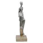 Γλυπτό Καρδιά "Aroha" Couple Motif Πολυρεζίνη Brown Ασημένιο PU 14x7x26cm