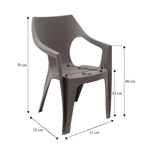 Πολυθρόνα πολυπροπυλενίου Dante χρώμα cappuccino 57x55x79εκ.