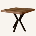 Safir Τραπέζι MDF με Εφέ Κορμού Καφέ και Μεταλλικά Μαύρα Πόδια (80x80x75)cm