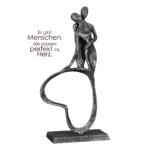 Γλυπτό Καρδιά "Stand By Me" Couple Motif Σίδερο Anthracite Ασημένιο PU 11x5x23cm