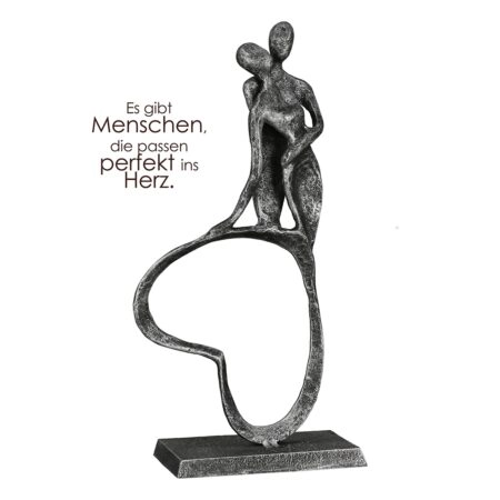 Γλυπτό Καρδιά "Stand By Me" Couple Motif Σίδερο Anthracite Ασημένιο PU 11x5x23cm