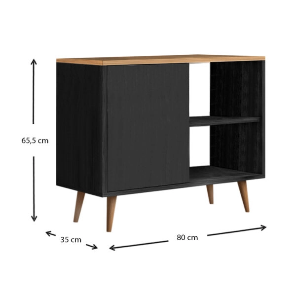 Κονσόλα - μπουφές μελαμίνης Luce  χρώμα μαύρο antique - oak 80x35x66εκ.