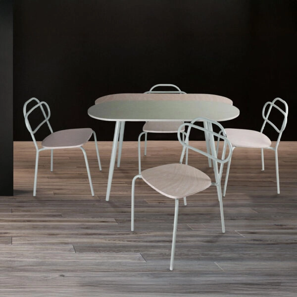 ITALIAN ΤΡΑΠΕΖΑΡΙΑ SET 4+1 ΦΥΣΙΚΟ ΑΝΟΙΧΤΟ 120x75x75