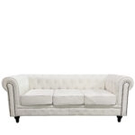 Καναπές Τριθέσιος ArteLibre AVERY Λευκό PU 208x90x73cm