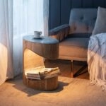 Artekko Gath Ξύλινο Βοηθητικό Τραπέζι με Μεταλλική Επιφάνεια και Φωτισμό E27 (51x30.5x51.4)cm