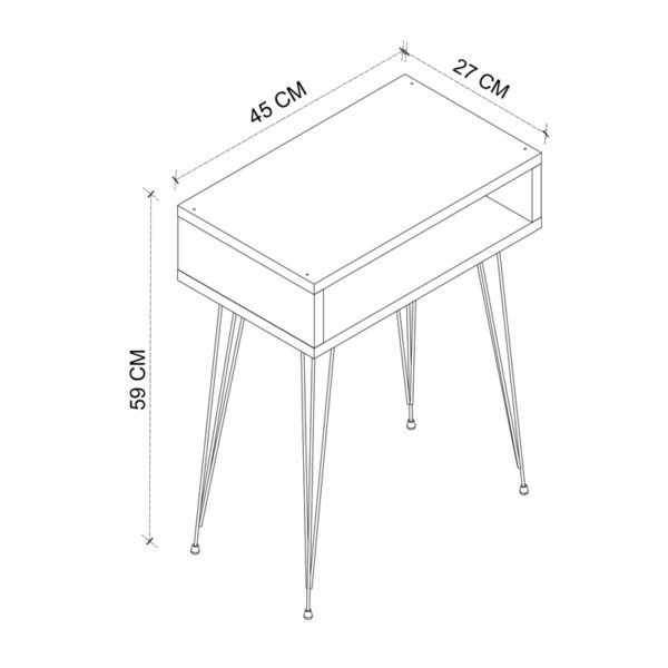 Κομοδίνο μελαμίνης Scott  χρώμα ανθρακί 40x30x60εκ.