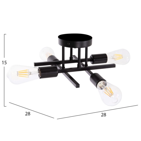 ΦΩΤΙΣΤΙΚΟ ΟΡΟΦΗΣ ΠΟΛΥΦΩΤΟ LIGHTY HM7428.11 ΜΕΤΑΛΛΟ ΣΕ ΜΑΥΡΟ 28x28x15Υεκ.
