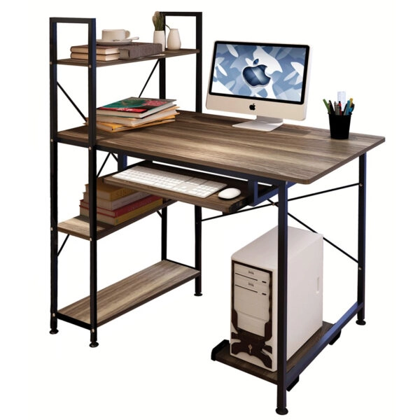 Γραφείο WIN Καφέ/Μαύρο MDF/Μέταλλο 100x48x118cm