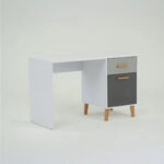 Γραφείο Timmy Λευκό-Γραφίτη-Γκρι 120x53.7x77cm