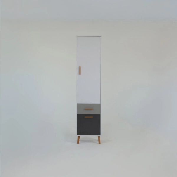 Ραφιέρα Timmy 2D1S Λευκό-Γραφίτη-Γκρι 46.8x36x199cm