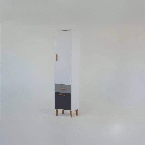 Ραφιέρα Timmy 2D1S Λευκό-Γραφίτη-Γκρι 46.8x36x199cm