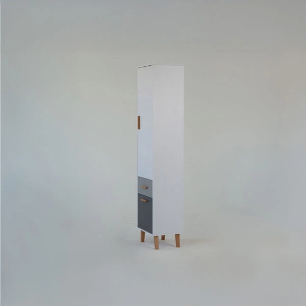 Ραφιέρα Timmy 2D1S Λευκό-Γραφίτη-Γκρι 46.8x36x199cm