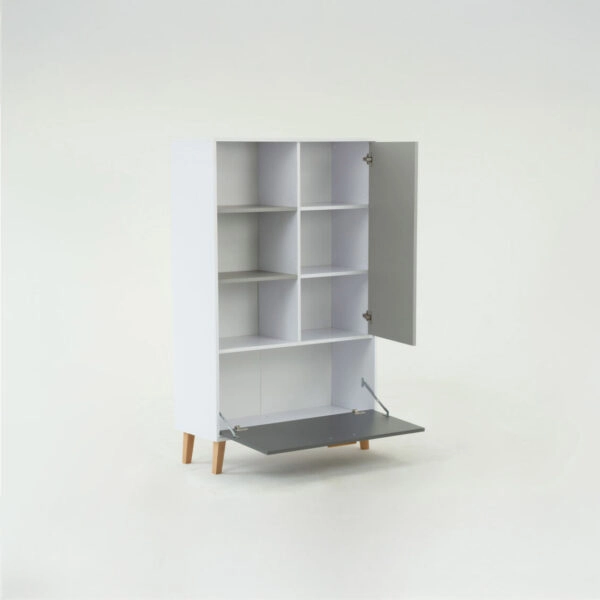 Ραφιέρα Timmy Λευκό-Γραφίτη-Γκρι 90x36x147cm
