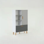 Ραφιέρα Timmy Λευκό-Γραφίτη-Γκρι 90x36x147cm