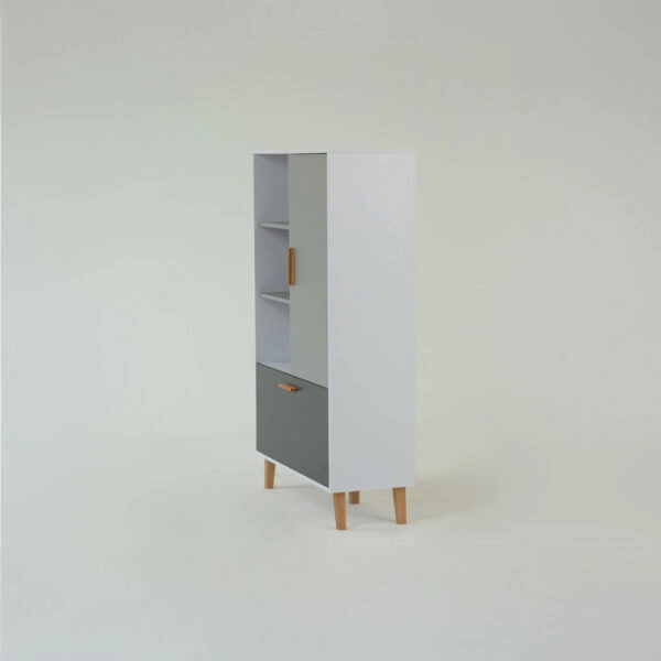 Ραφιέρα Timmy Λευκό-Γραφίτη-Γκρι 90x36x147cm
