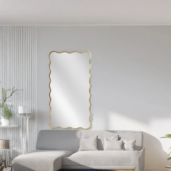 Artekko Dia Χρυσός Μεταλλικός Καθρέπτης Τοίχου (70x2.5x130)cm