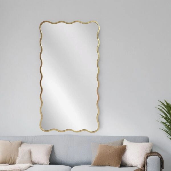 Artekko Dia Χρυσός Μεταλλικός Καθρέπτης Τοίχου (75x2.5x160)cm