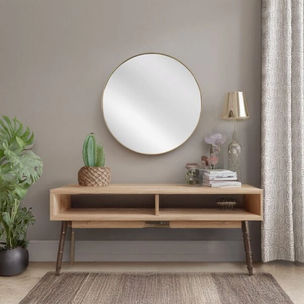 Artekko Dia Χρυσός Μεταλλικός Καθρέπτης Τοίχου (60x1.5x60)cm