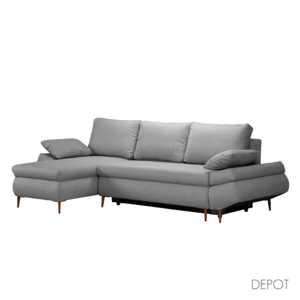 JACOB ΚΑΝΑΠΕΣ ΚΡΕΒΑΤΙ ΓΩΝΙΑ ΑΡΙΣΤΕΡΗ ΓΚΡΙ 264x154xH84,7cm