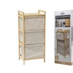 Συρταριέρα ArteLibre μπεζ/ξύλο ύφασμα/μπαμπού 44x33x96cm