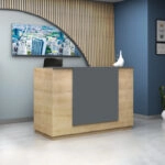 Γραφείο reception Gemini Megapap χρώμα φυσικό οξιάς - ανθρακί 180x70x110εκ.
