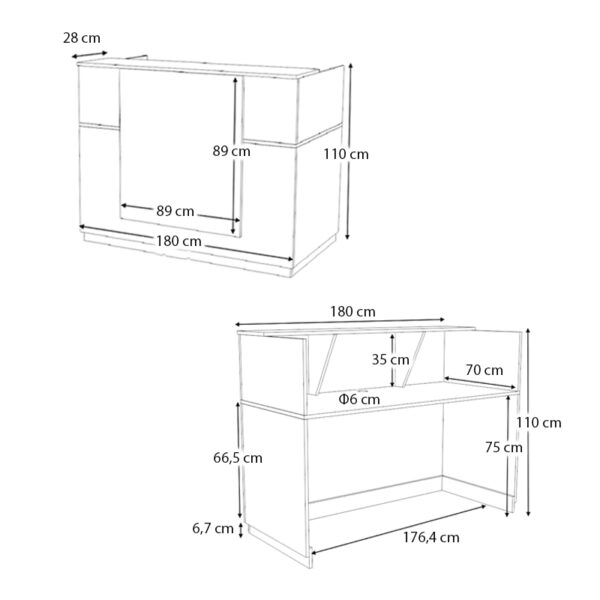 Γραφείο reception Gemini Megapap χρώμα λευκό 180x70x110εκ.