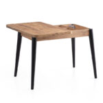 Τραπέζι Dolunay Megapap επεκτεινόμενο χρώμα atlantic pine - μαύρο 100x60(120x100)x79,5εκ.
