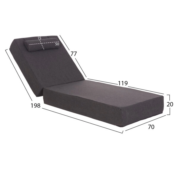 ΜΑΞΙΛΑΡΙ ΞΑΠΛΩΣΤΡΑΣ KIHEI HM21094.03 OLEFIN ΣΚΟΥΡΟ ΓΚΡΙ ΜΕ FOAM 198x70x20Υεκ