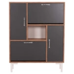 ΠΑΠΟΥΤΣΟΘΗΚΗ MEDY HM18187.02 ΜΕΛΑΜΙΝΗ ΣΕ ΦΥΣΙΚΟ & ΑΝΘΡΑΚΙ-ΜΑΥΡΑ ΠΟΔΙΑ 85x30x108.5Υεκ